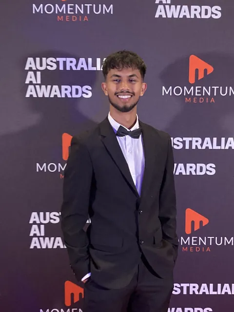 Punji in a suit at the Australian AI Awards